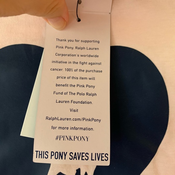 NWT Pink Pony LOVE Polo Lauren Breast Cancer T-shirt Girls XL Women Medium - Picture 8 of 12